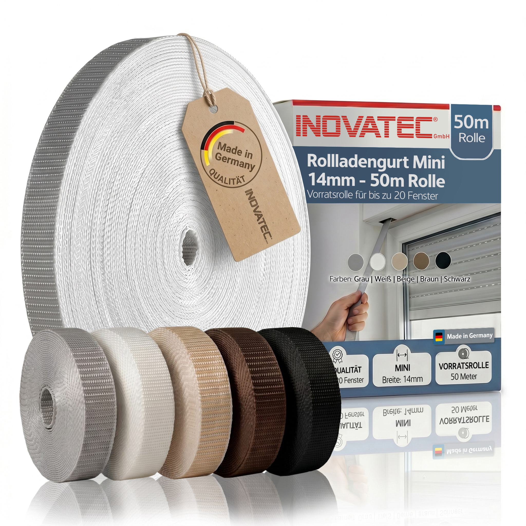 INOVATEC 50 m Rollladen Gurtband Mini 14 mm in verschiedenen Farben 1 inovatec-rollladengurt-verpackung_14mm.jpg